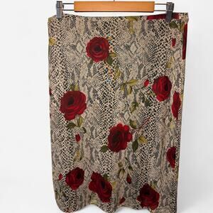 Floral Rose Print Midi Skirt